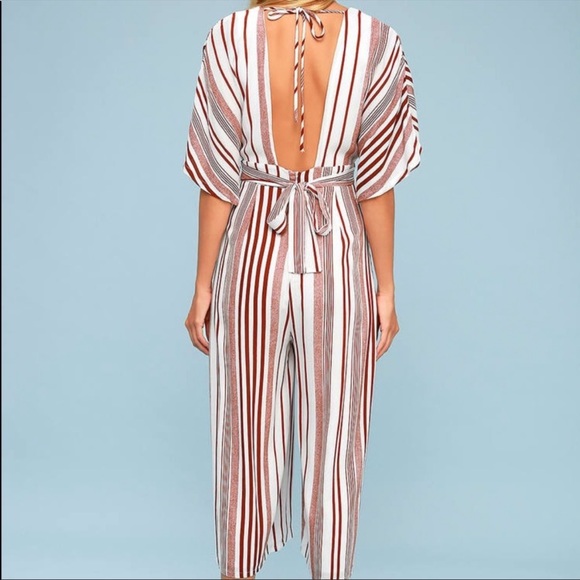 Lulus White & Rust Jumpsuit Open Back size xs - Picture 2 of 9